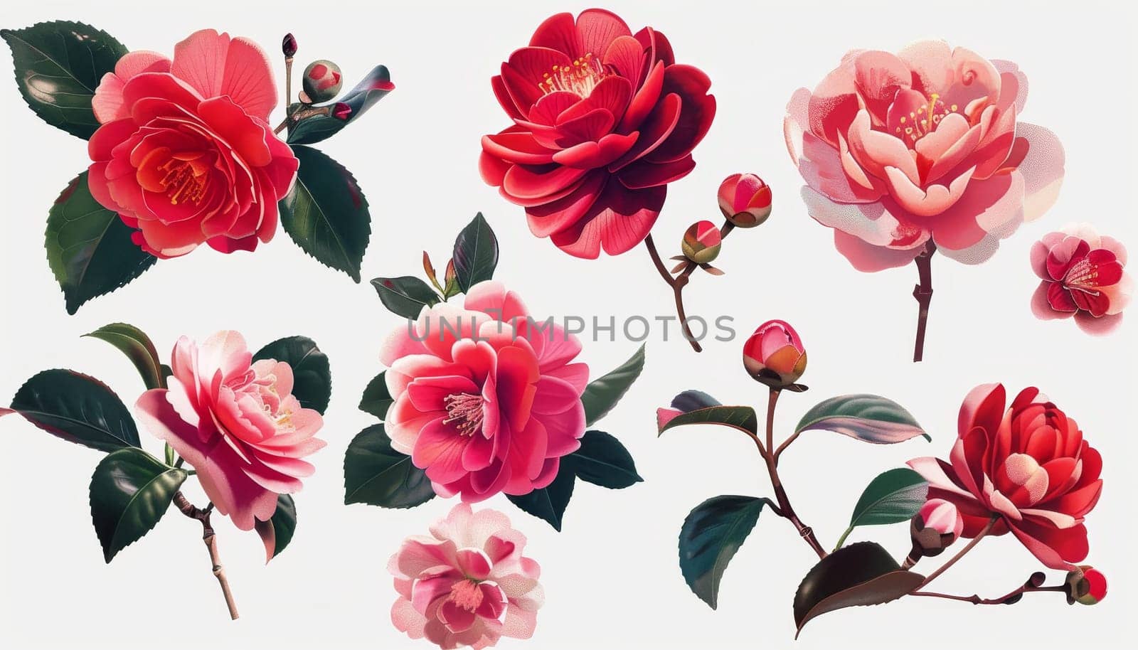 A collection of red flowers with the word "Lilac" on the top left by AI generated image by wichayada