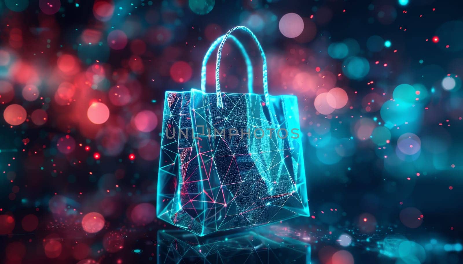 A bag with a blue and red background by AI generated image by wichayada