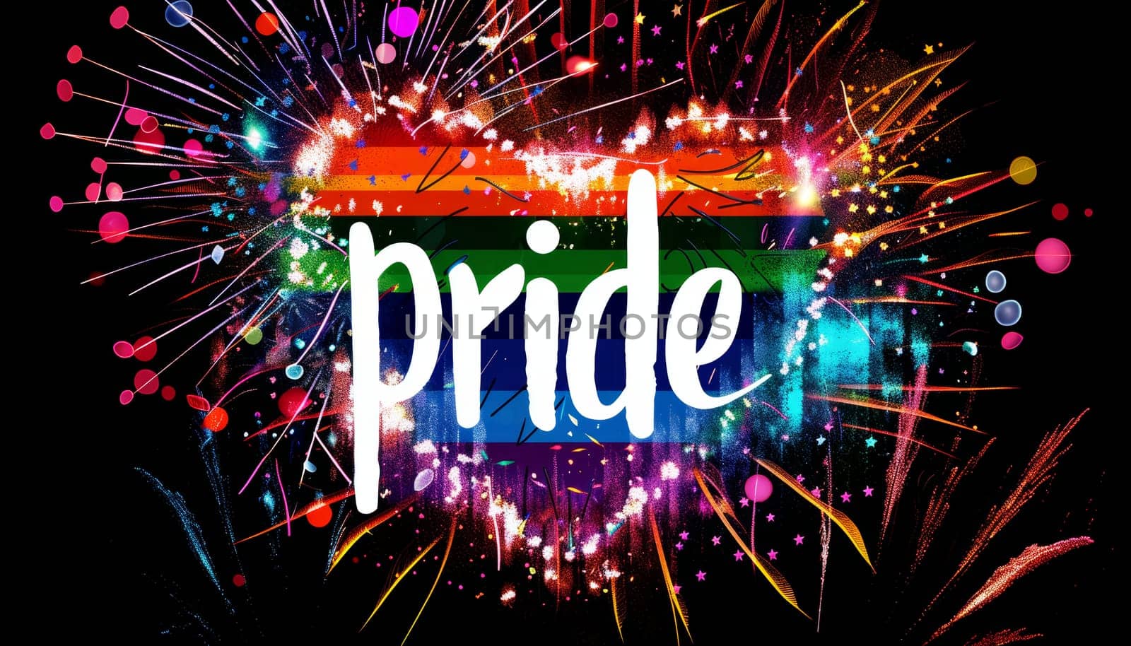 A rainbow with the word pride written in white by AI generated image by wichayada