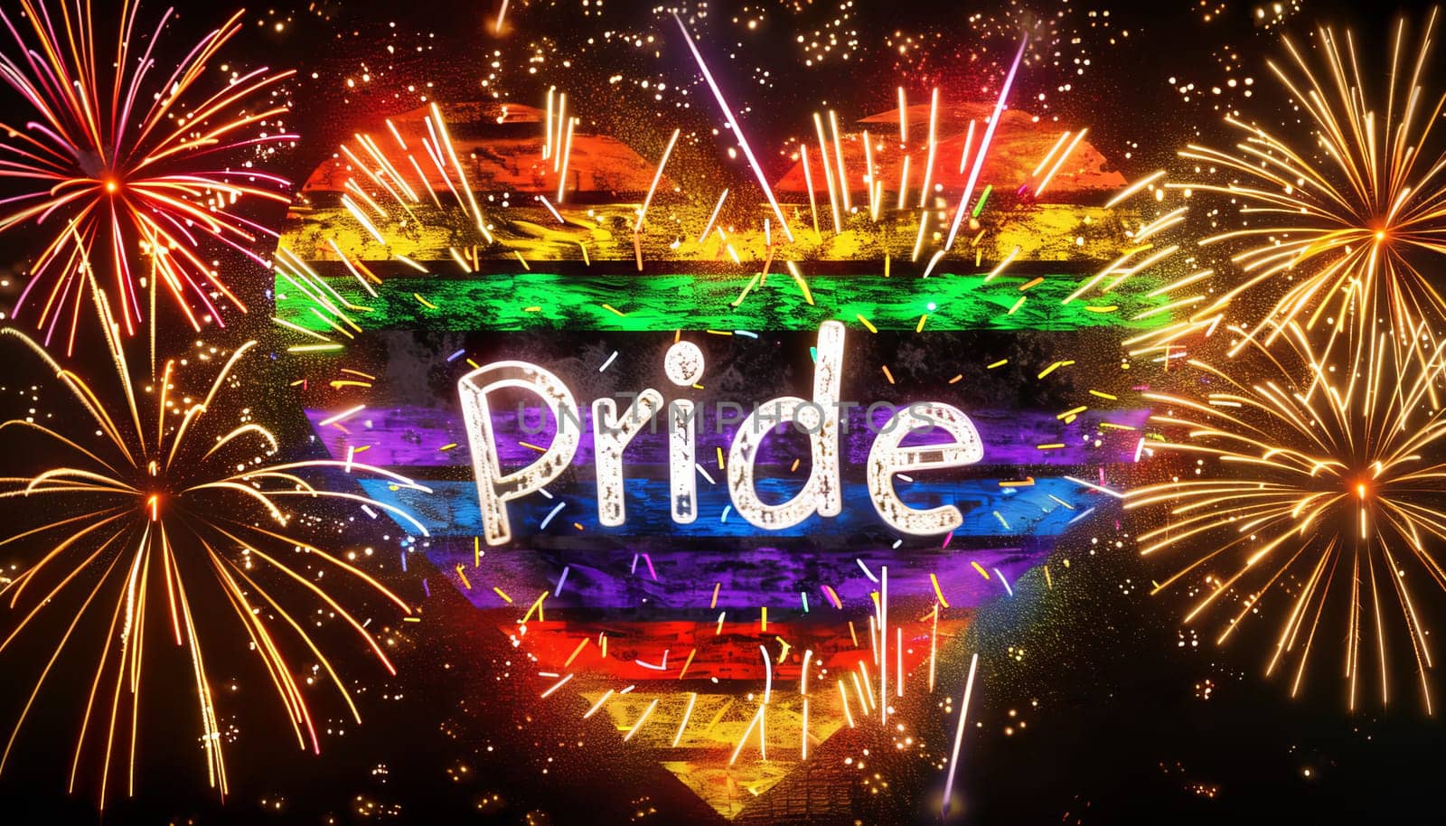 A rainbow with the word pride written in white by AI generated image by wichayada