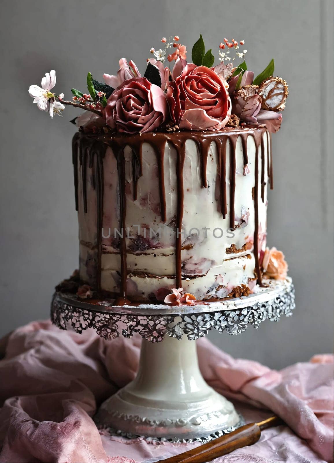Big birthday cake. Generative AI. High quality photo