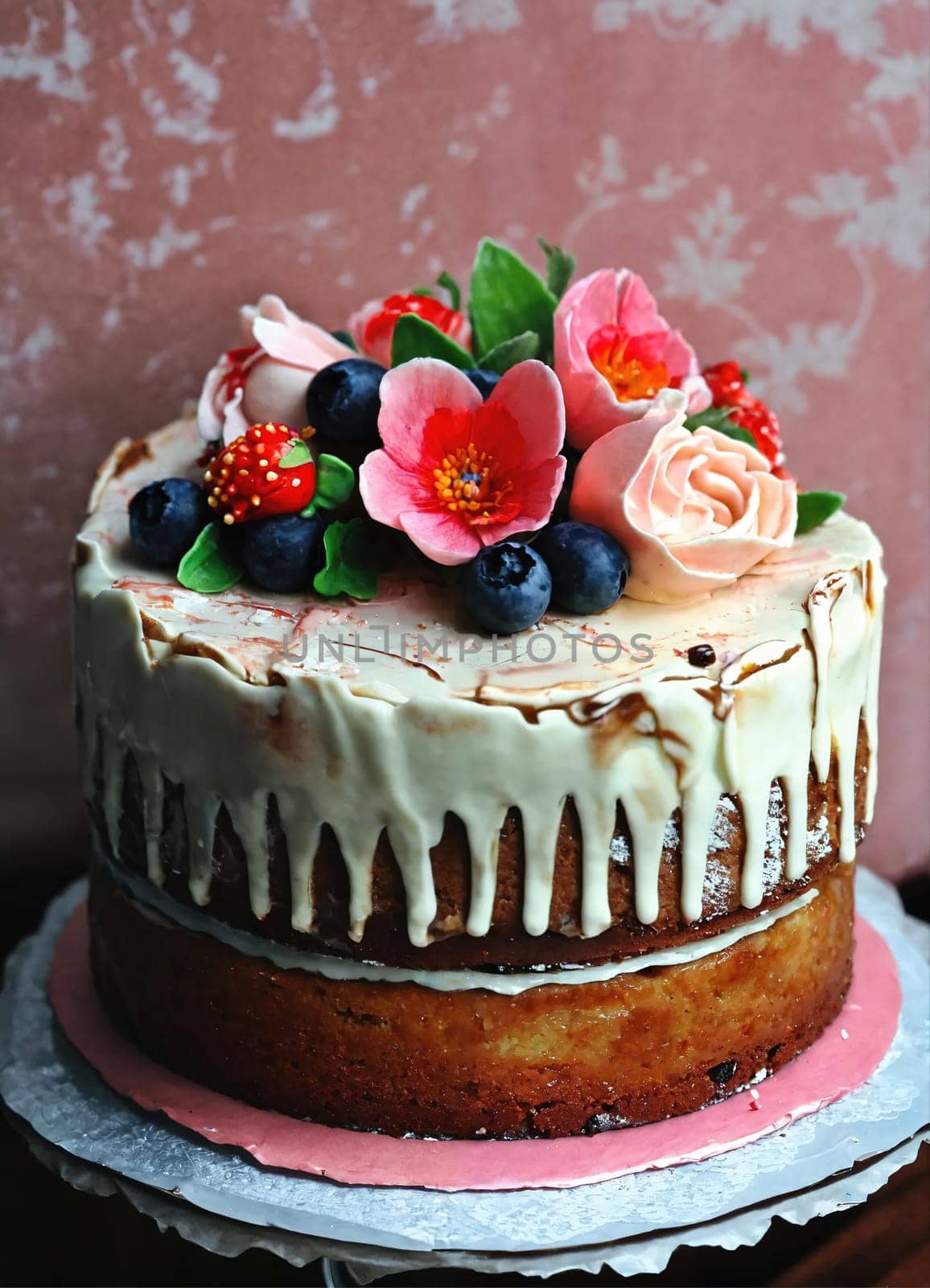 Big birthday cake. Generative AI. High quality photo
