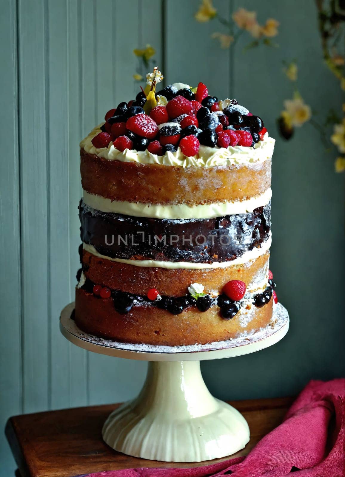 Big birthday cake. Generative AI. High quality photo