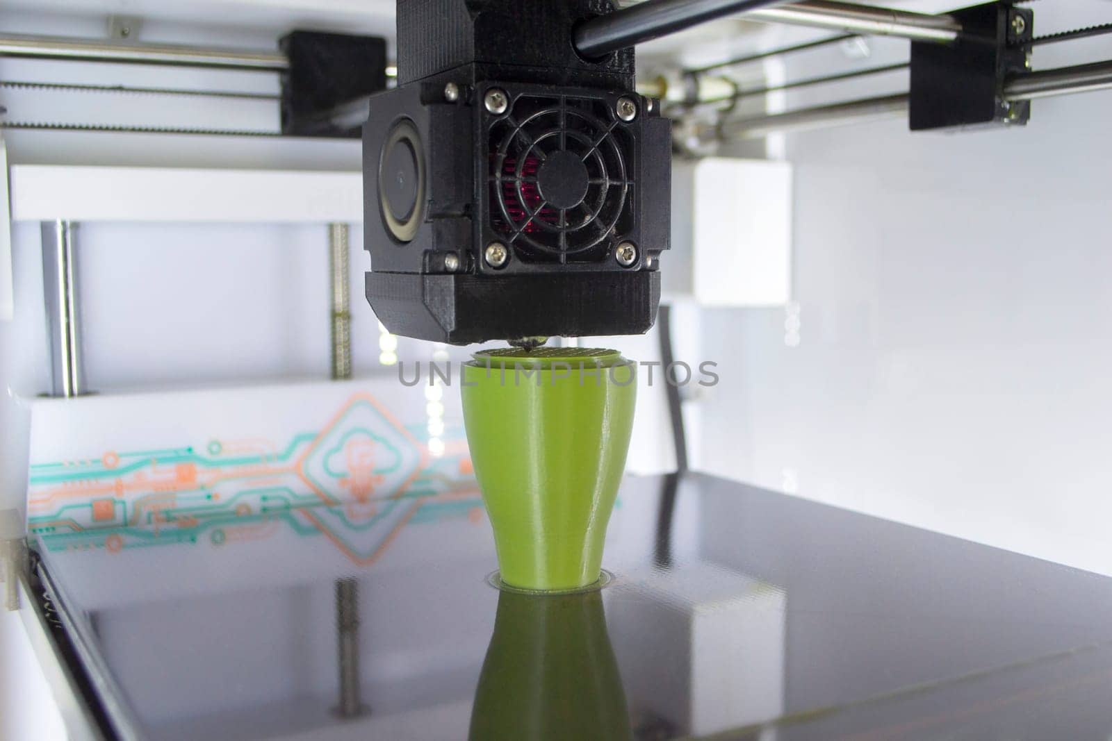 3D printer close up Working 3D printer process printing object molten plastic by Mari1408