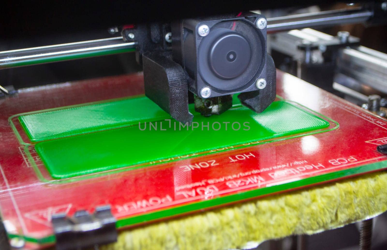 3D printer close up Working 3D printer process printing object molten plastic by Mari1408