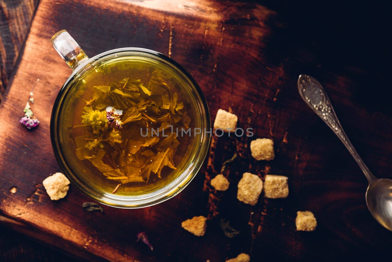 Green tea with brown tea sugar by Seva_blsv