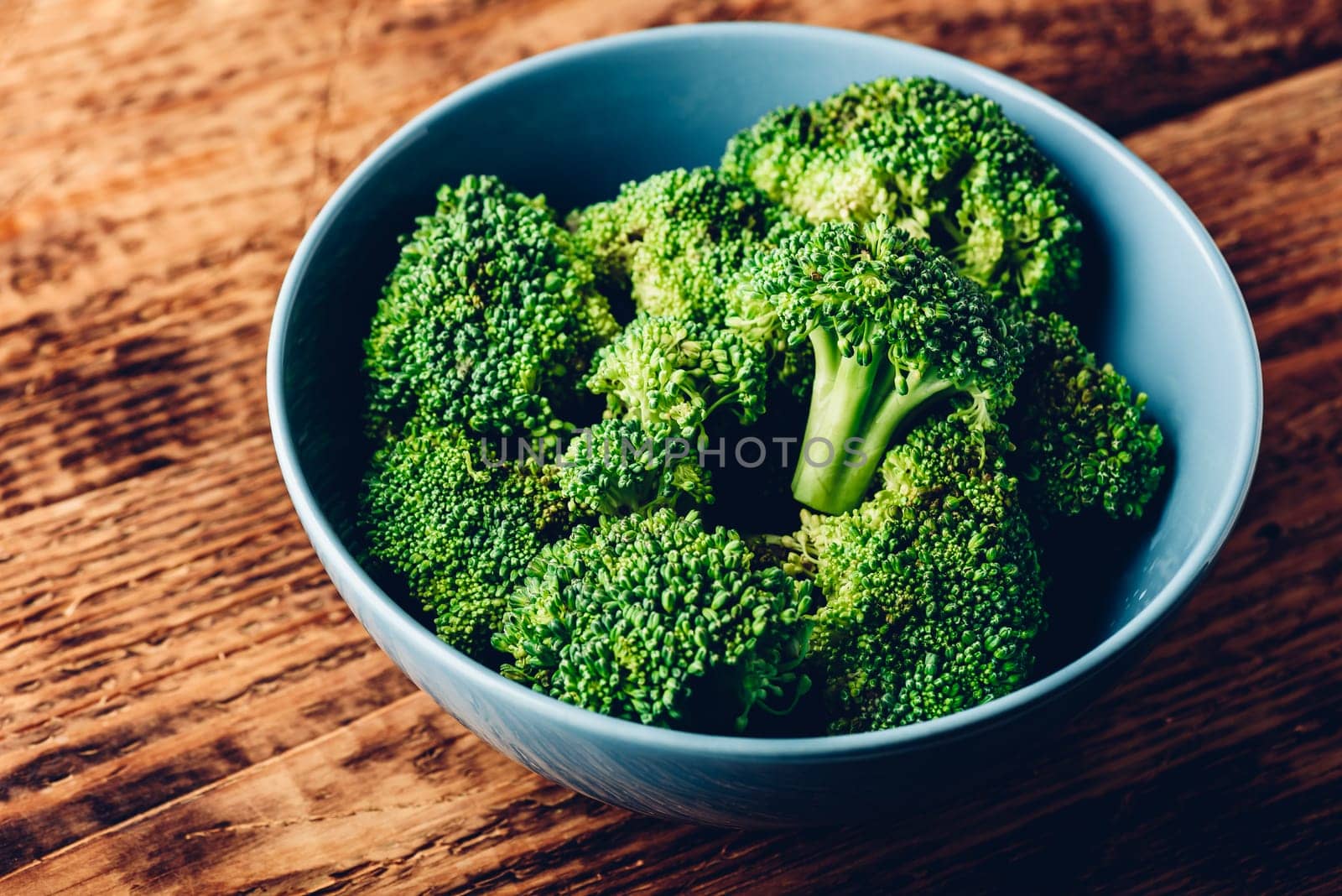Fresh broccoli in bowl ready to be prepared for a recipe
