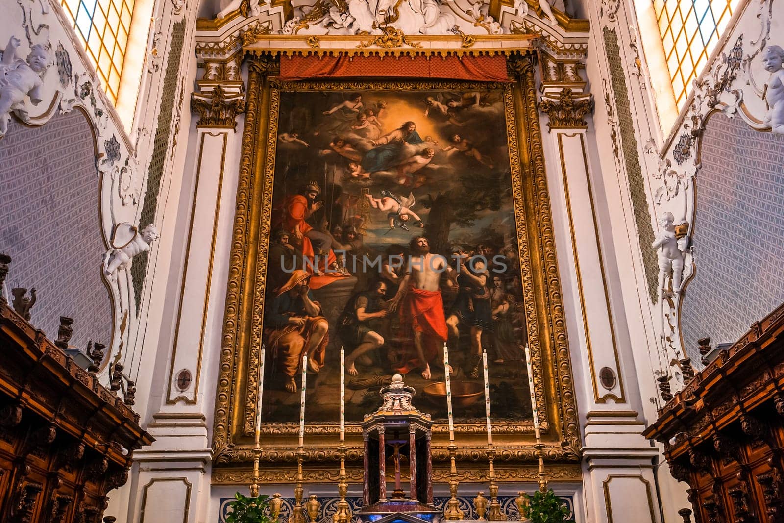 SCICLI, SICILY, ITALY, JUNE 20, 2018 : architectural details of San Bartolomeo church, june 20, 2018,  in Scicli, sicily, italy