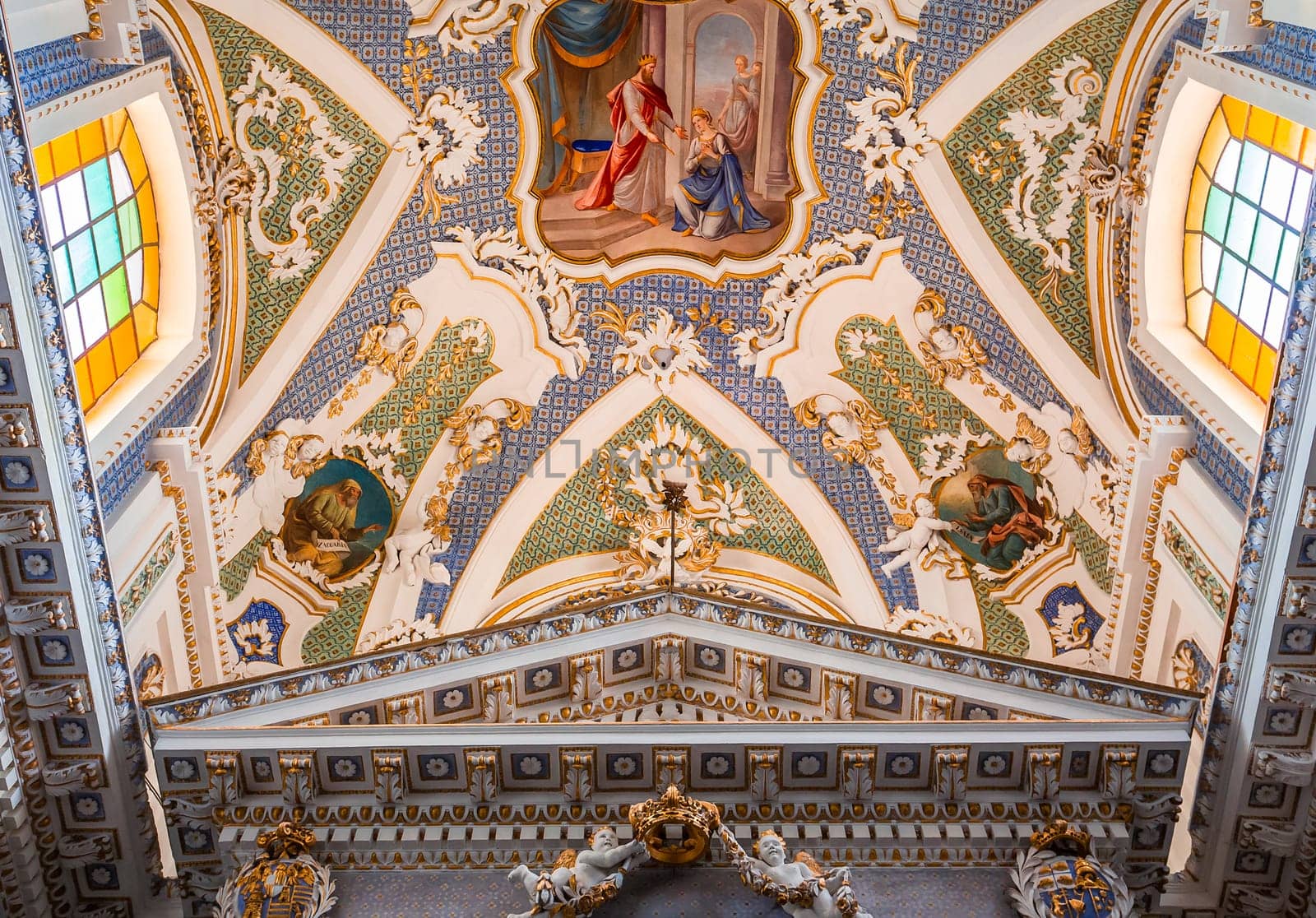 SCICLI, SICILY, ITALY, JUNE 20, 2018 : architectural details of San Bartolomeo church, june 20, 2018,  in Scicli, sicily, italy