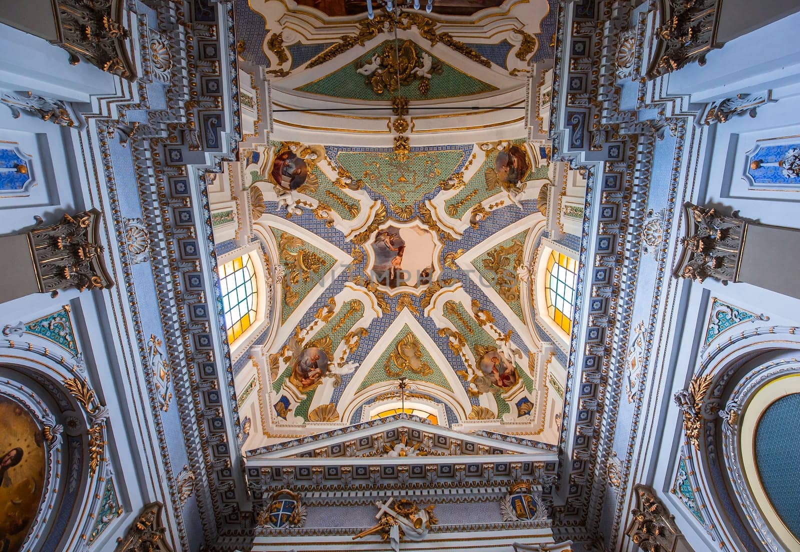 SCICLI, SICILY, ITALY, JUNE 20, 2018 : architectural details of San Bartolomeo church, june 20, 2018,  in Scicli, sicily, italy