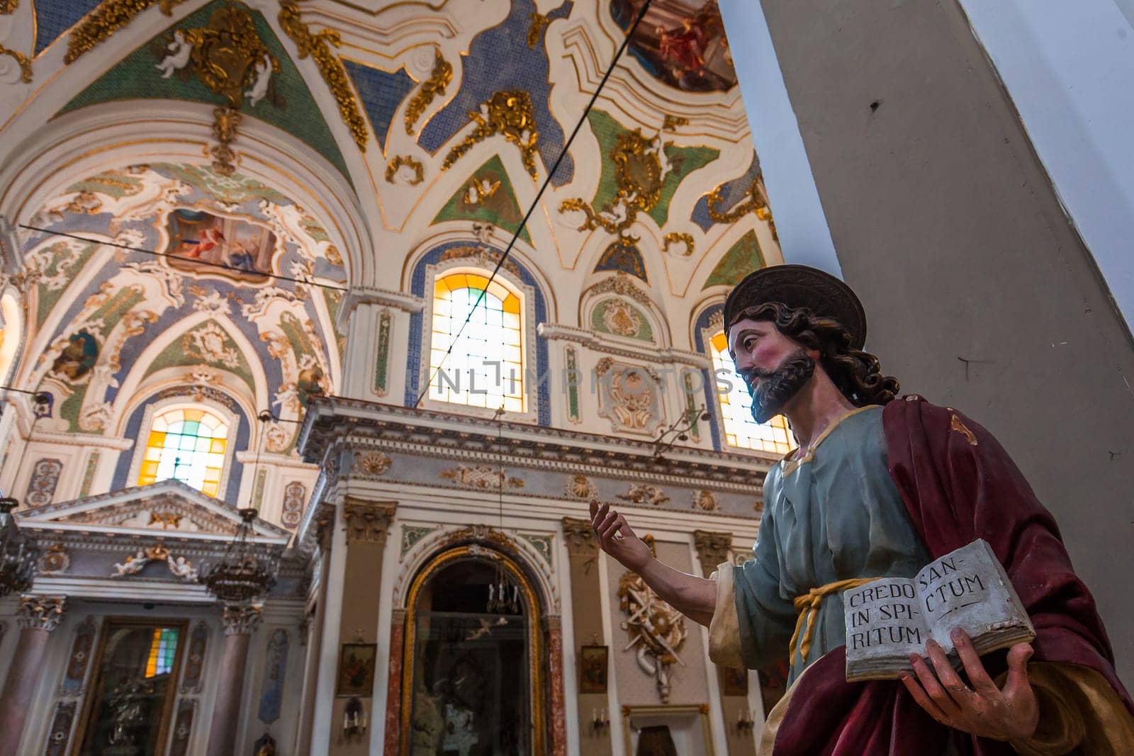 SCICLI, SICILY, ITALY, JUNE 20, 2018 : architectural details of San Bartolomeo church, june 20, 2018,  in Scicli, sicily, italy