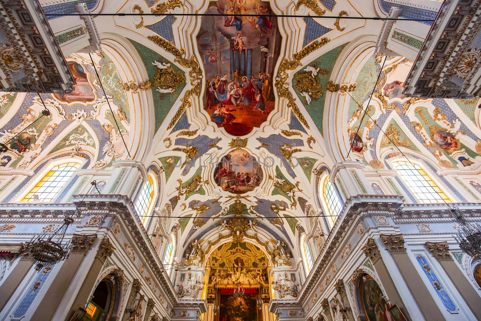 SCICLI, SICILY, ITALY, JUNE 20, 2018 : architectural details of San Bartolomeo church, june 20, 2018,  in Scicli, sicily, italy