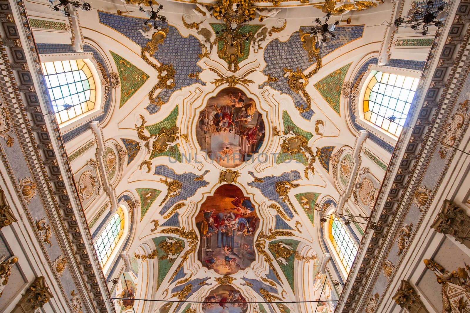 SCICLI, SICILY, ITALY, JUNE 20, 2018 : architectural details of San Bartolomeo church, june 20, 2018,  in Scicli, sicily, italy