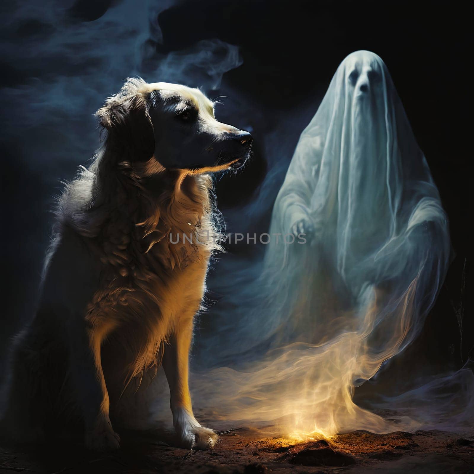 Ghost Dog Behind Labrador Retriever by VeronikaAngo