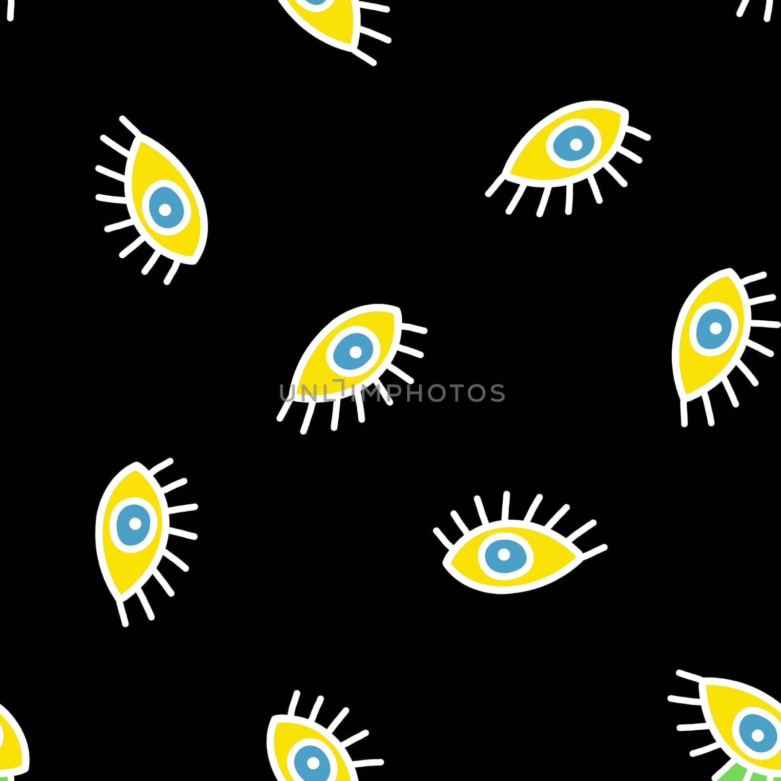 Hand Drawn Eye Doodles Seamless Pattern. by Rina_Dozornaya