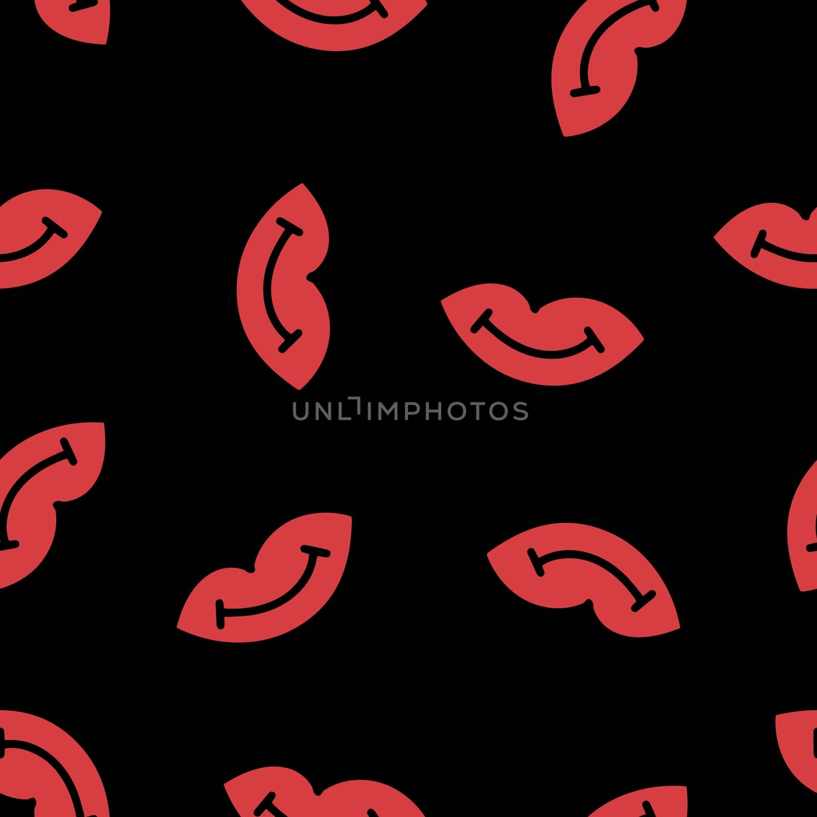 Print of Pink Lips Seamless Pattern. Pink Lips Love and Valentine Kiss Digital Paper.