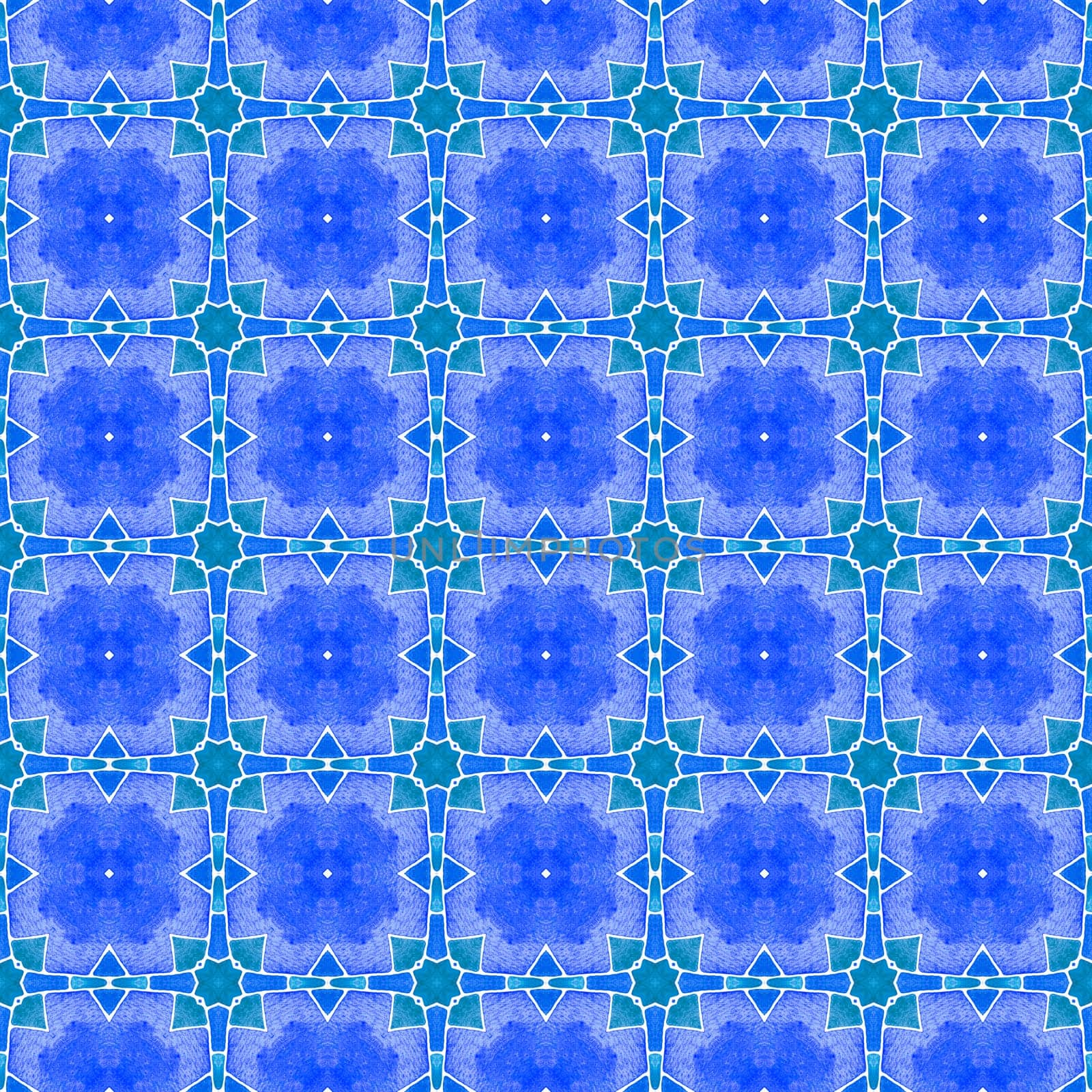 Hand drawn green mosaic seamless border. Blue neat boho chic summer design. Mosaic seamless pattern. Textile ready amazing print, swimwear fabric, wallpaper, wrapping.