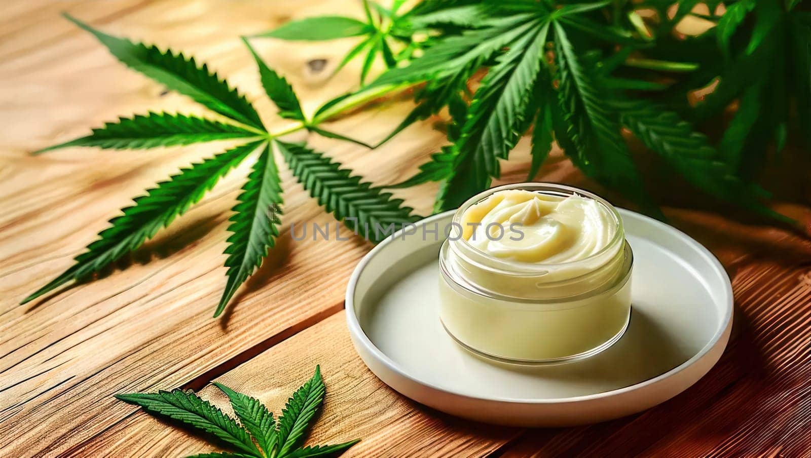 .Advertising banner to promote the international CBD day. Copy space.Alternative medicine concept.Holistic therapies, natural pain relieving medicine.Anti-inflammatory properties cream. CBD skin cream and mask