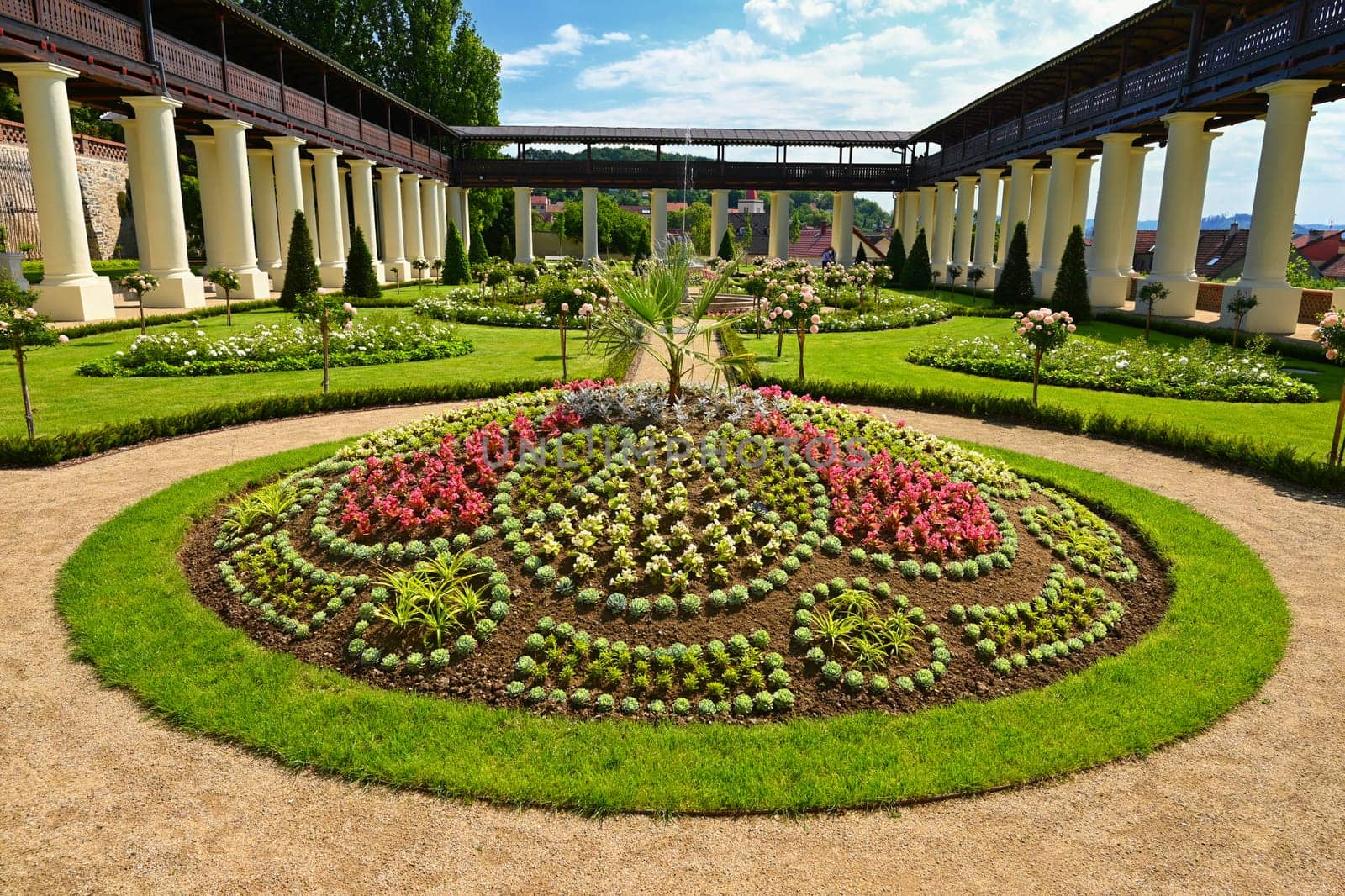 A beautiful blossoming castle garden. Lysice - A beautiful old castle in the Czech Republic. by Montypeter