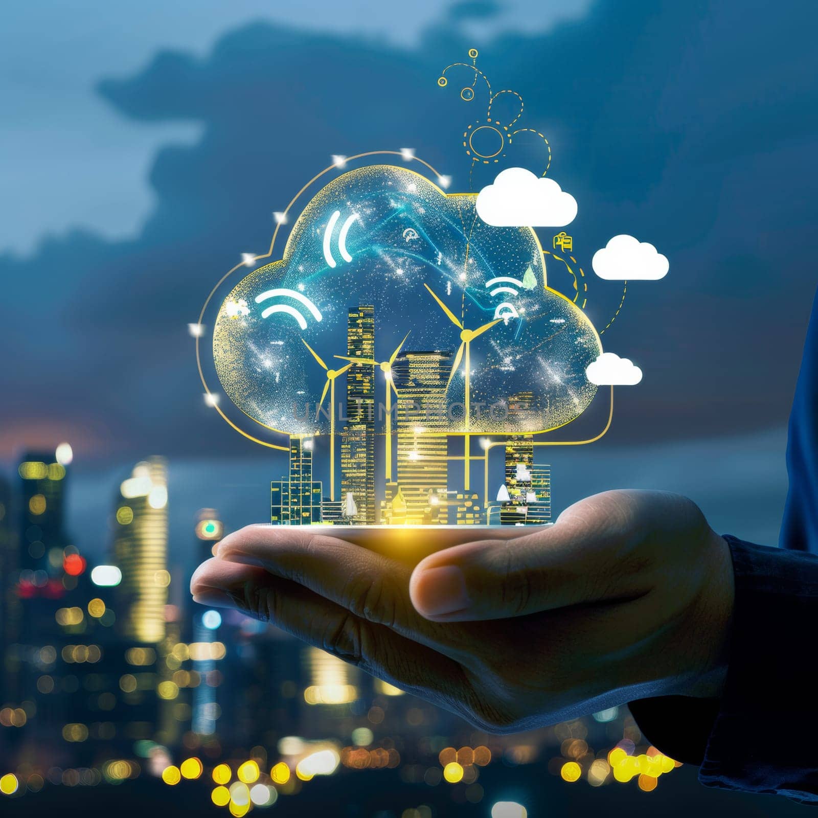 Concept of sustainable IT transformation by using cloud services and new technologies.