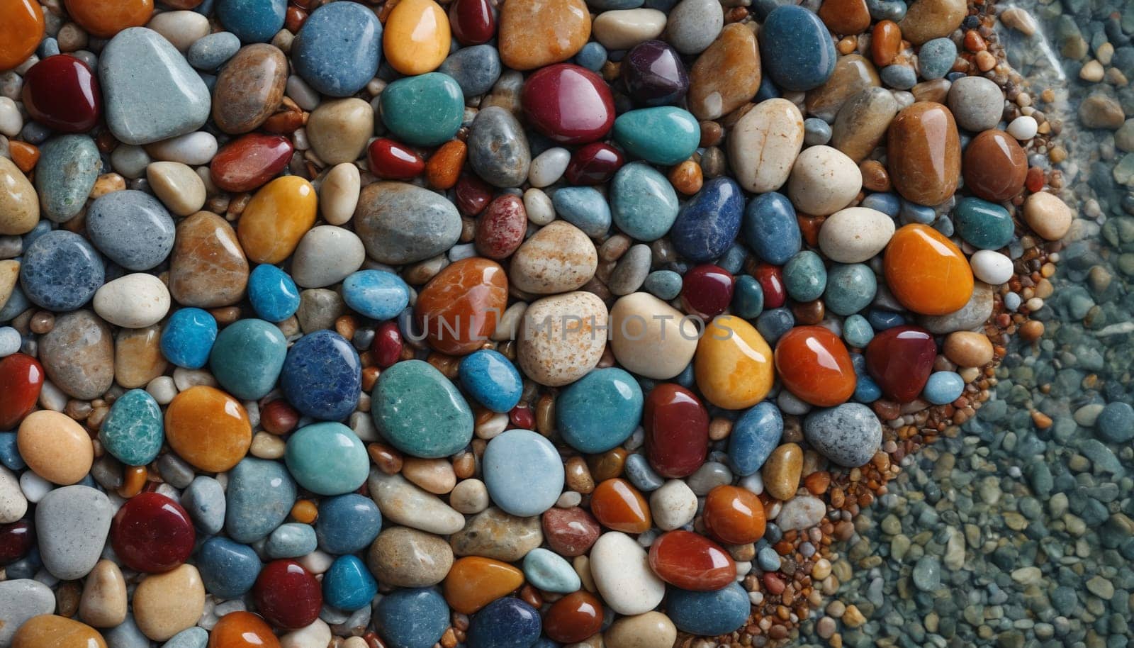 A mosaic of pebbles meets the turquoise waters of the aegean sea by Andre1ns