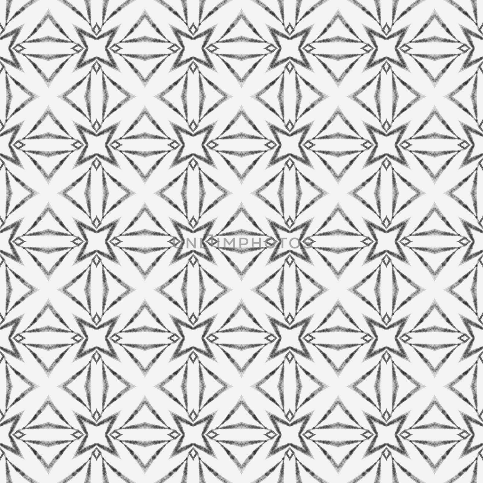 Hand painted tiled watercolor border. Black and white gorgeous boho chic summer design. Tiled watercolor background. Textile ready incredible print, swimwear fabric, wallpaper, wrapping.