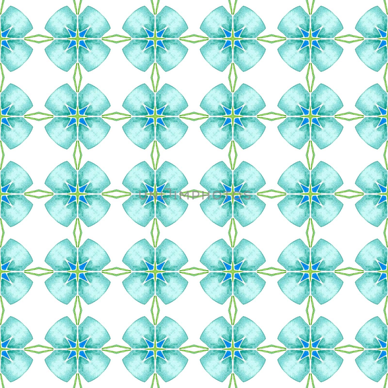 Medallion seamless pattern. Green astonishing boho chic summer design. Watercolor medallion seamless border. Textile ready memorable print, swimwear fabric, wallpaper, wrapping.