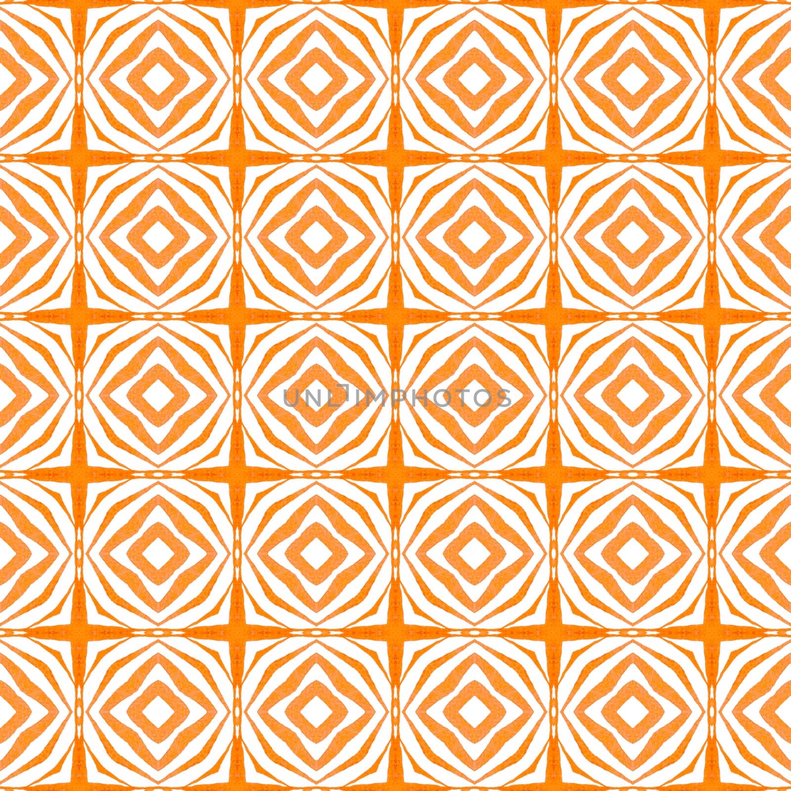 Trendy organic green border. Orange impressive boho chic summer design. Organic tile. Textile ready lovely print, swimwear fabric, wallpaper, wrapping.