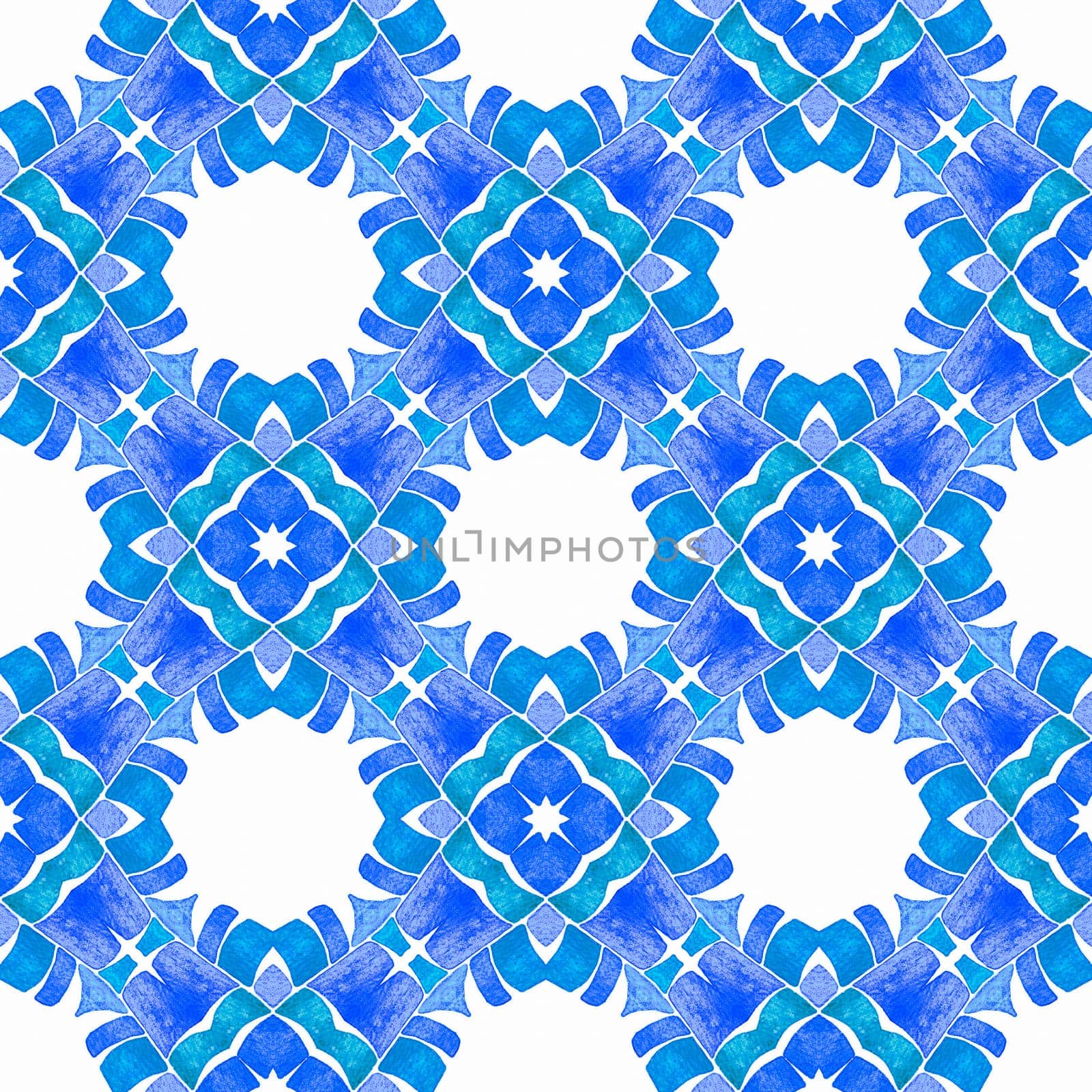 Mosaic seamless pattern. Blue unique boho chic summer design. Textile ready cute print, swimwear fabric, wallpaper, wrapping. Hand drawn green mosaic seamless border.
