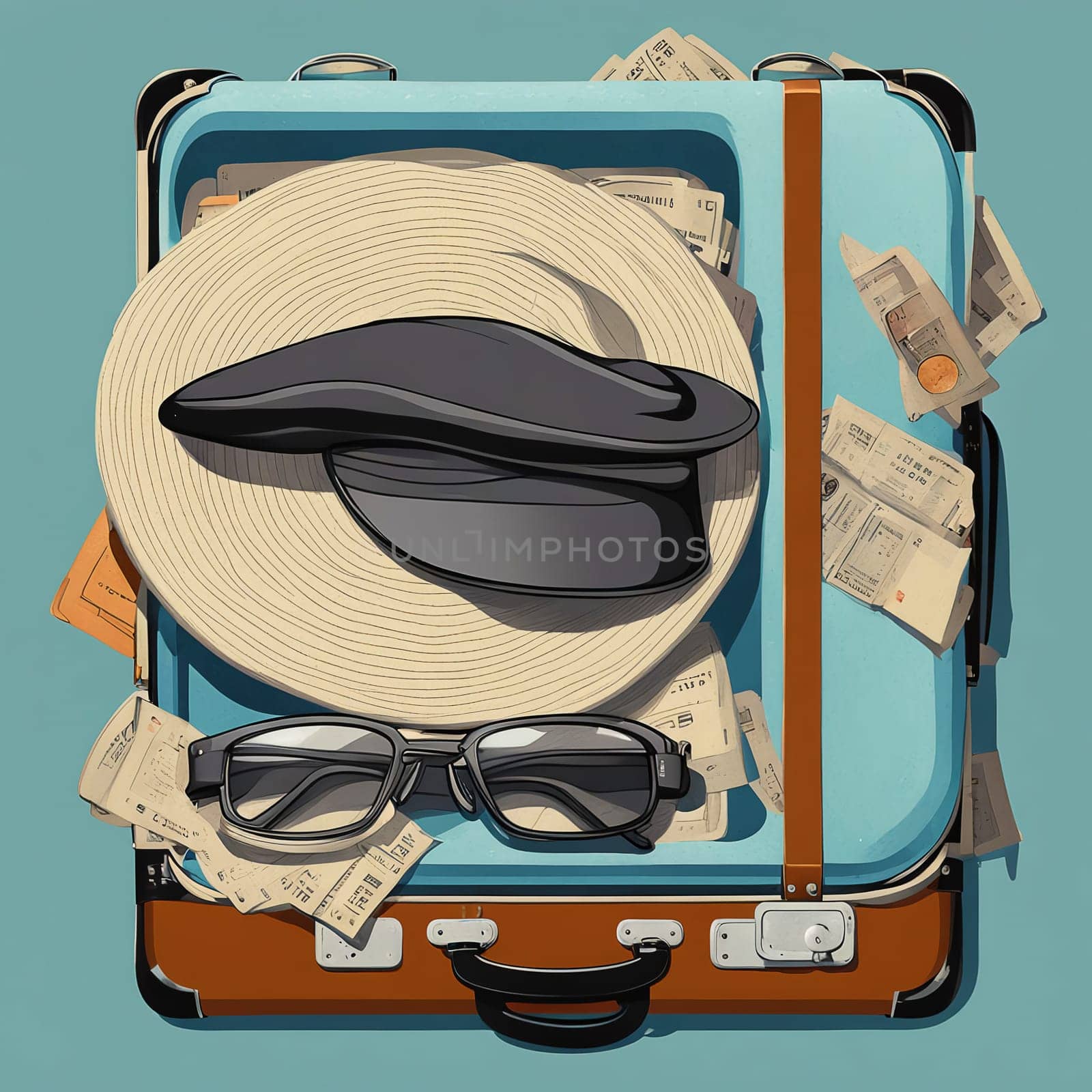 The hat is lying on a suitcase on the train by VeronikaAngo