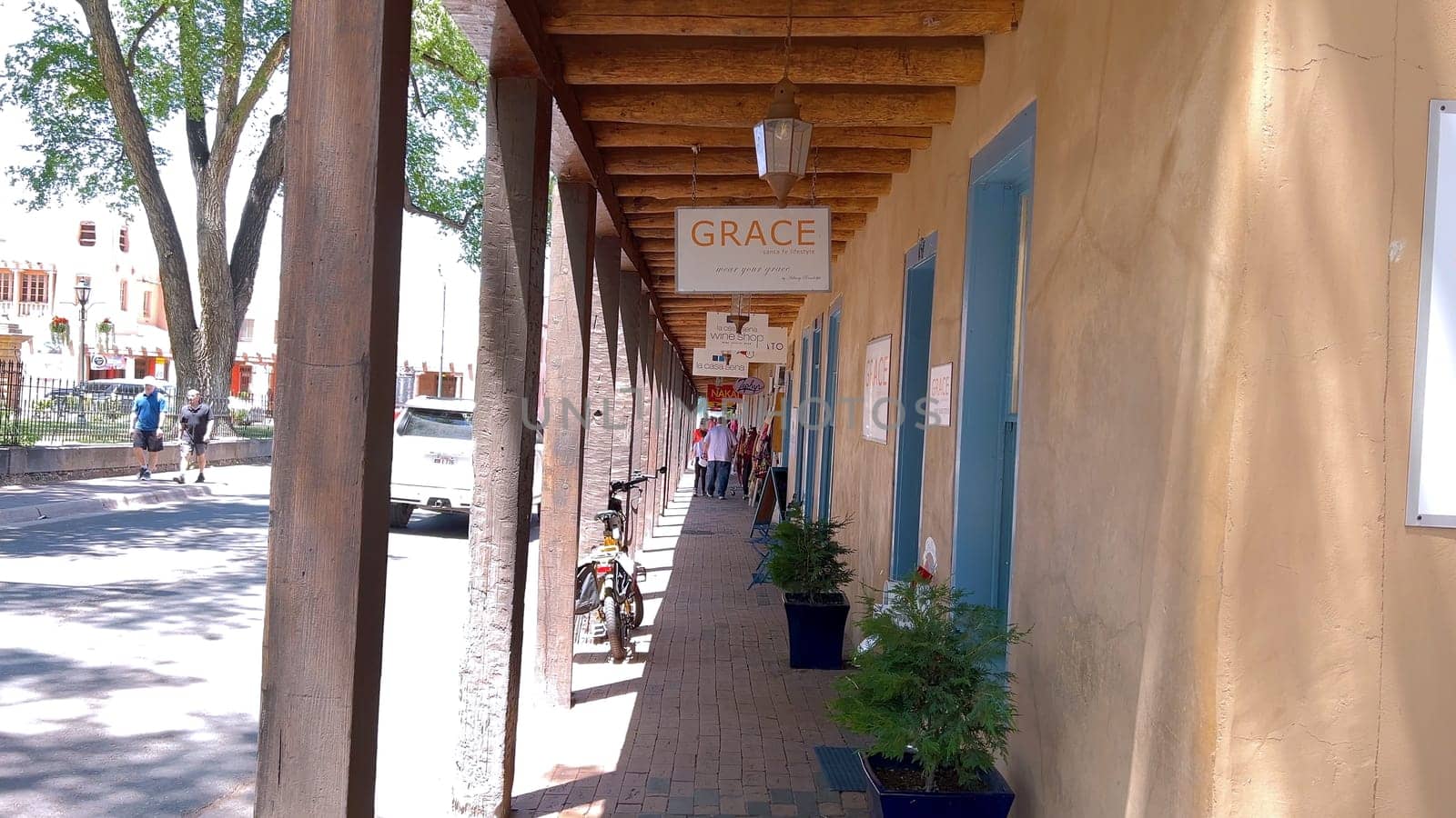 Charming Covered Walkway in Santa Fe, New Mexico by arinahabich