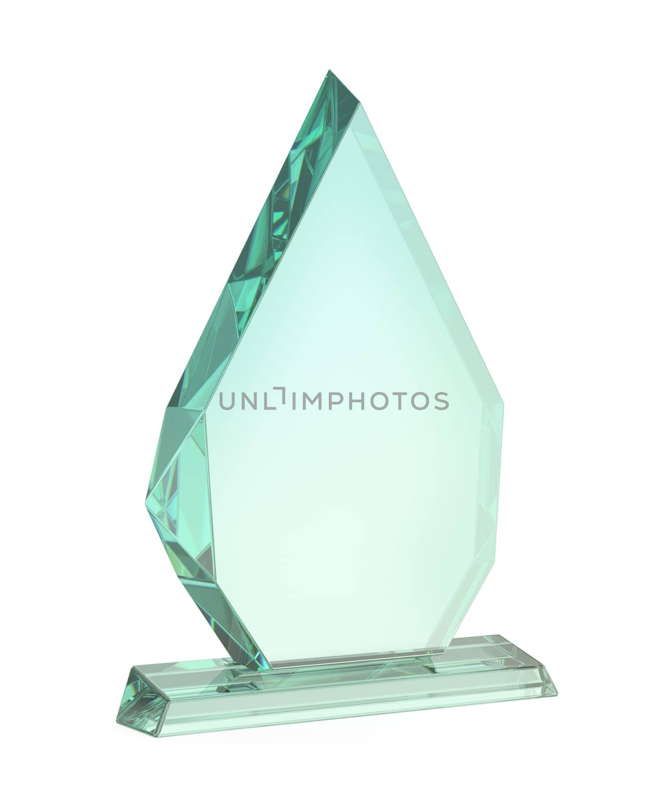 Arrow shaped crystal award on transparent crystal base