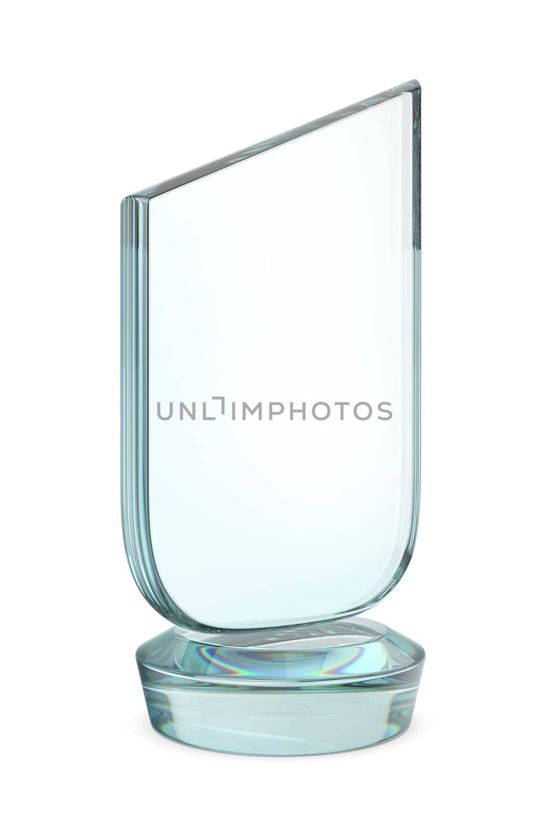 Glass award trophy on white background