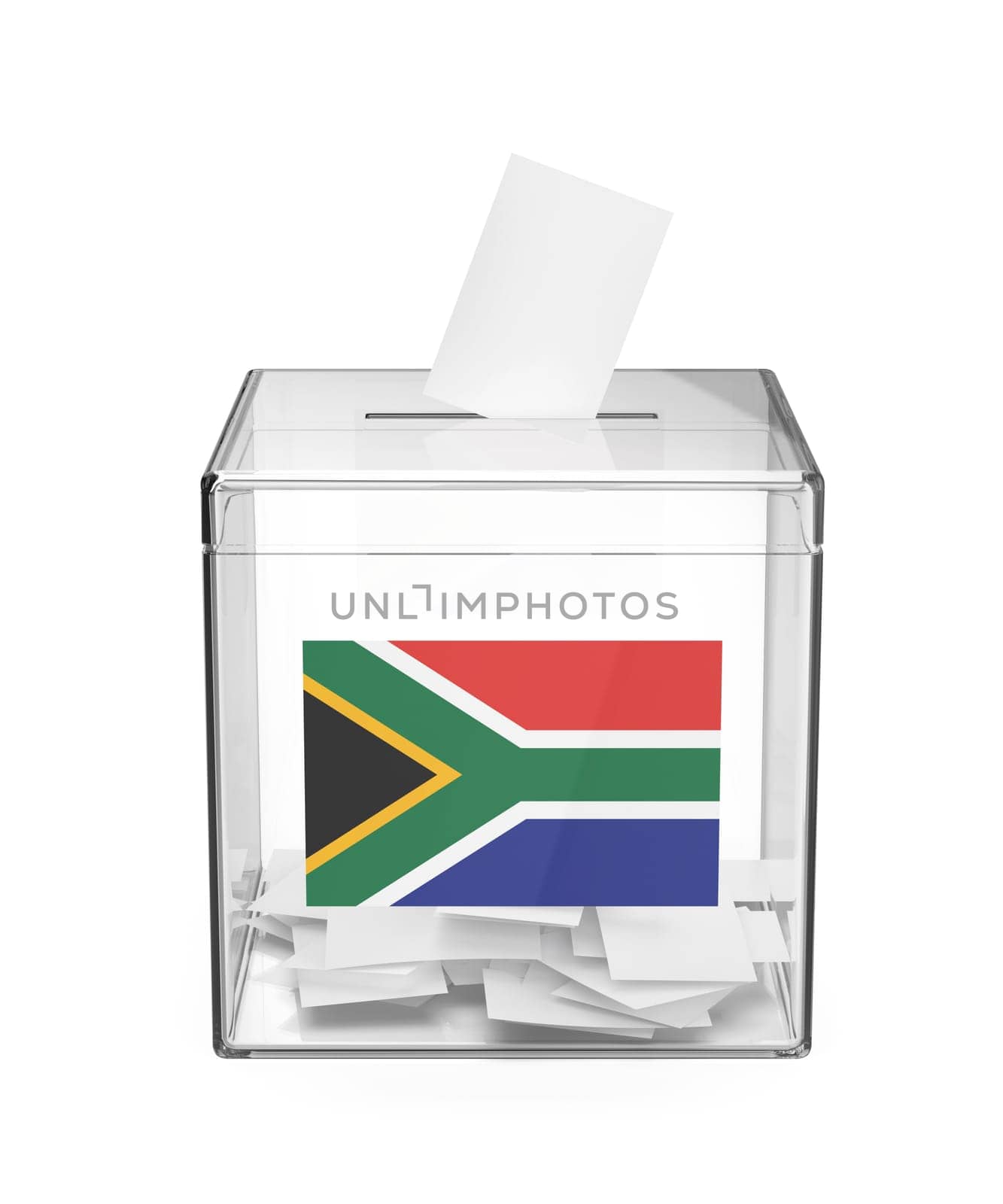 Ballot box with the flag of South Africa by magraphics