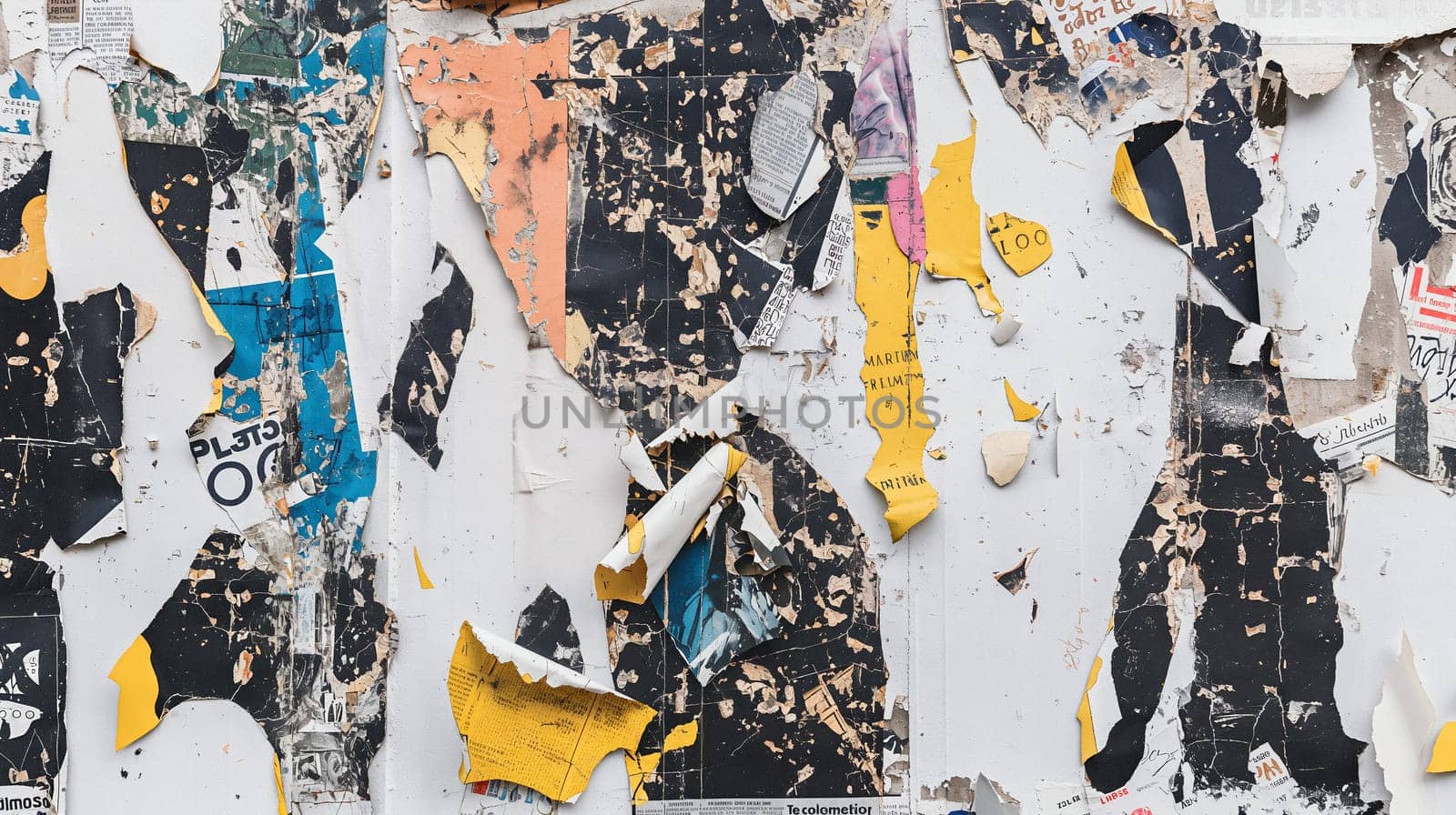 Torn Posters on a Weathered Urban Wall in Daylight by chrisroll