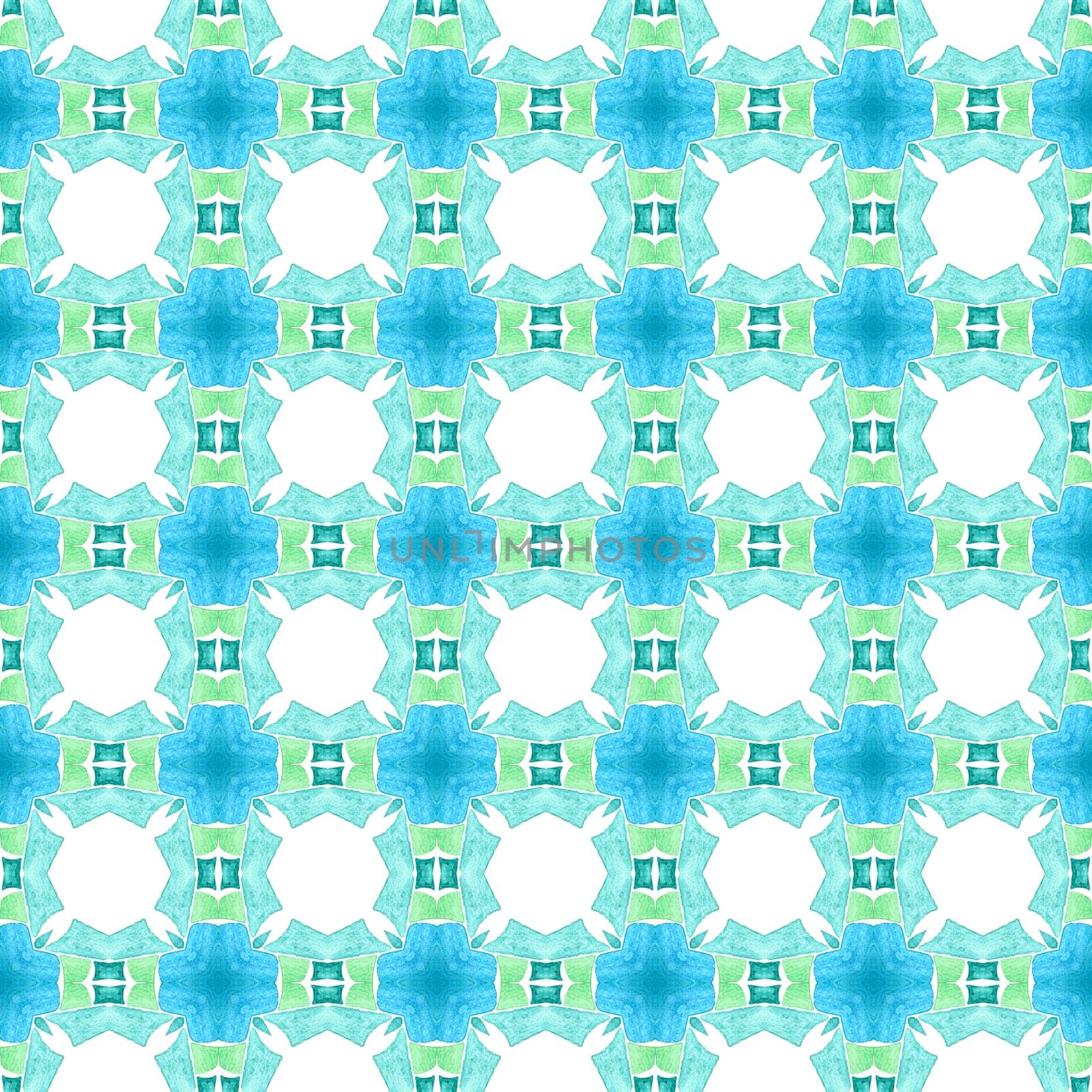 Textile ready likable print, swimwear fabric, wallpaper, wrapping. Green perfect boho chic summer design. Hand drawn green mosaic seamless border. Mosaic seamless pattern.