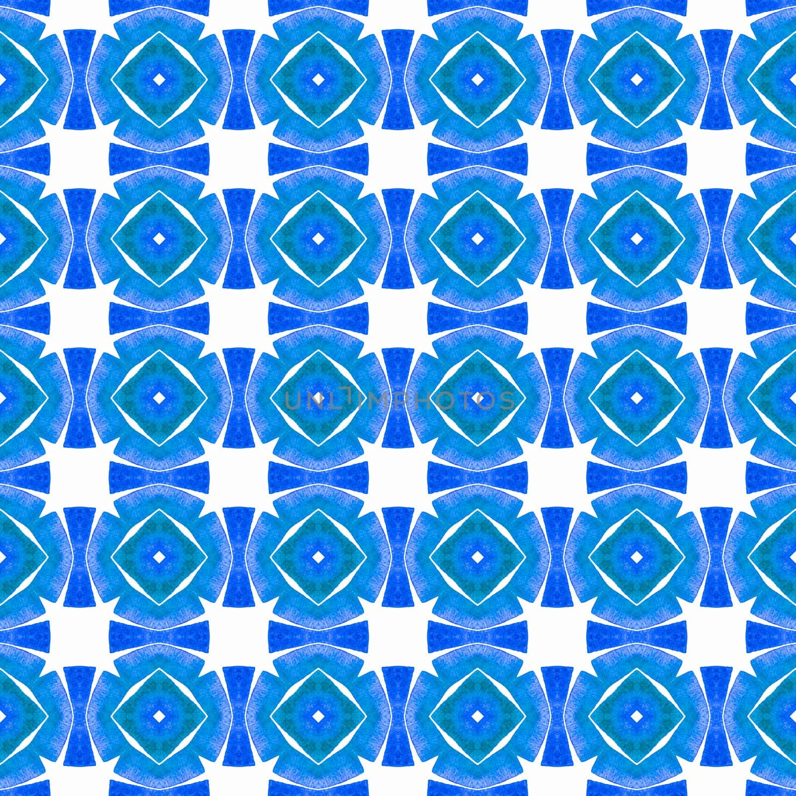 Watercolor medallion seamless border. Blue good-looking boho chic summer design. Medallion seamless pattern. Textile ready likable print, swimwear fabric, wallpaper, wrapping.