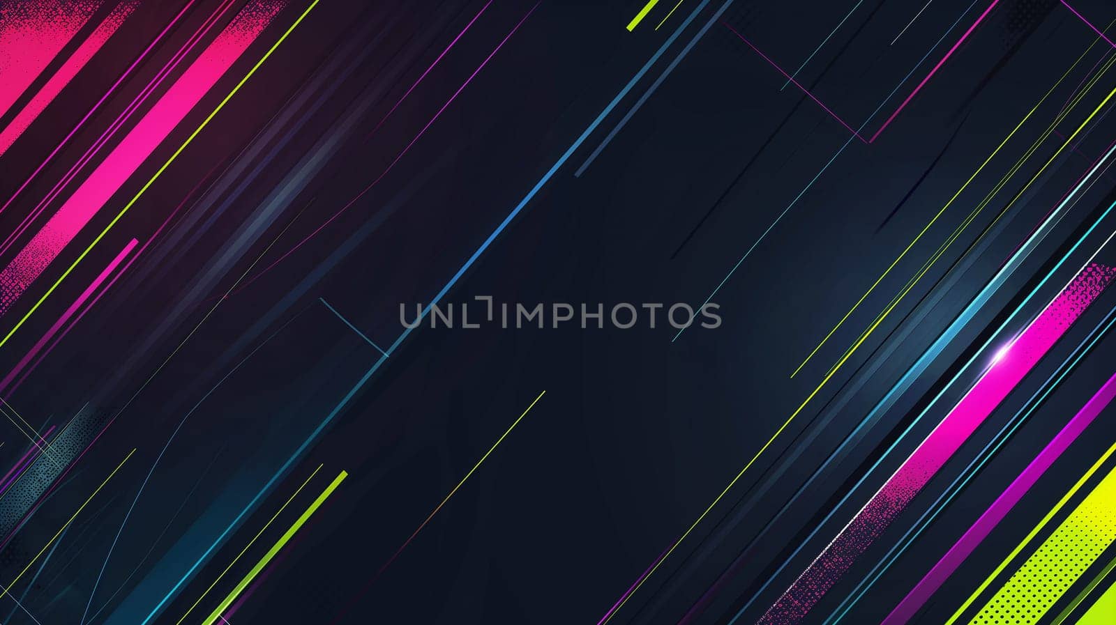 Neon abstract lines forming a colorful, futuristic, geometric pattern in a digital background