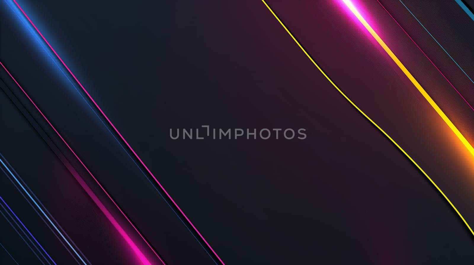 Neon abstract lines background with colorful dark glow, vibrant modern gradient design