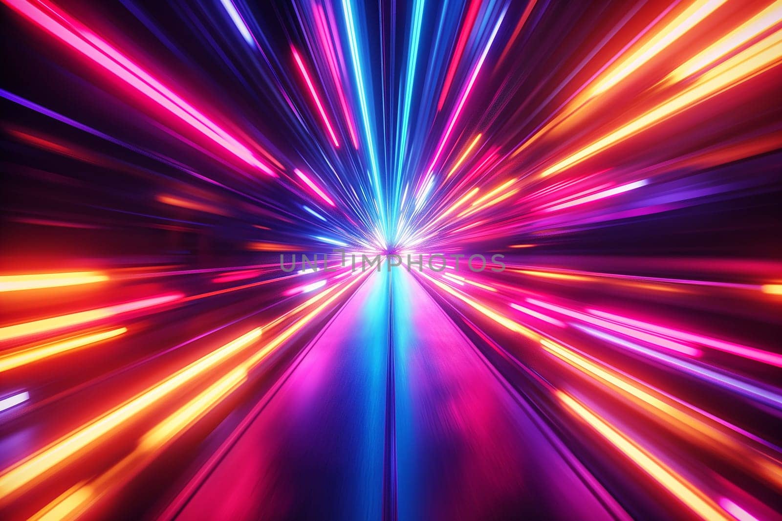 Colorful abstract neon lights in motion creating a vibrant glowing futuristic streaks of illumination