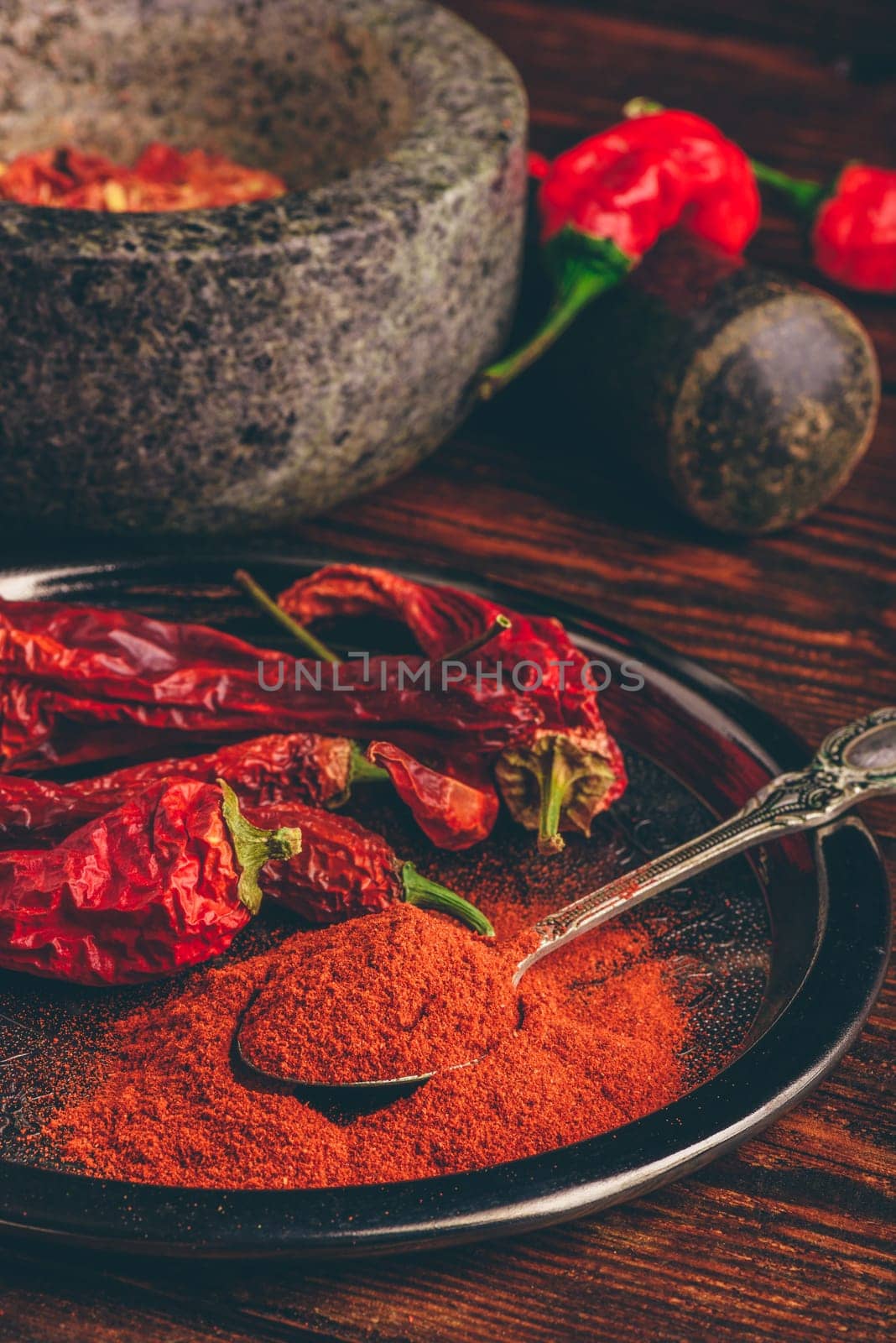 Spoonful of ground chili pepper by Seva_blsv