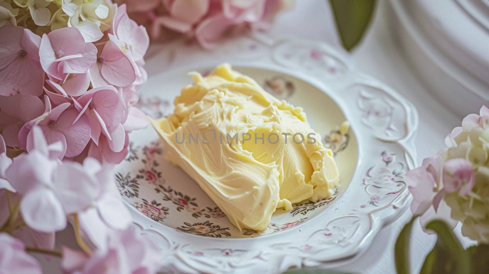 Creamy homemade butter in bowl, traditional food and country life
