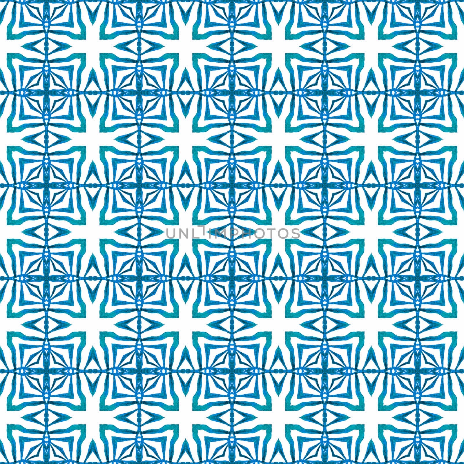 Chevron watercolor pattern. Blue comely boho chic summer design. Textile ready bizarre print, swimwear fabric, wallpaper, wrapping. Green geometric chevron watercolor border.
