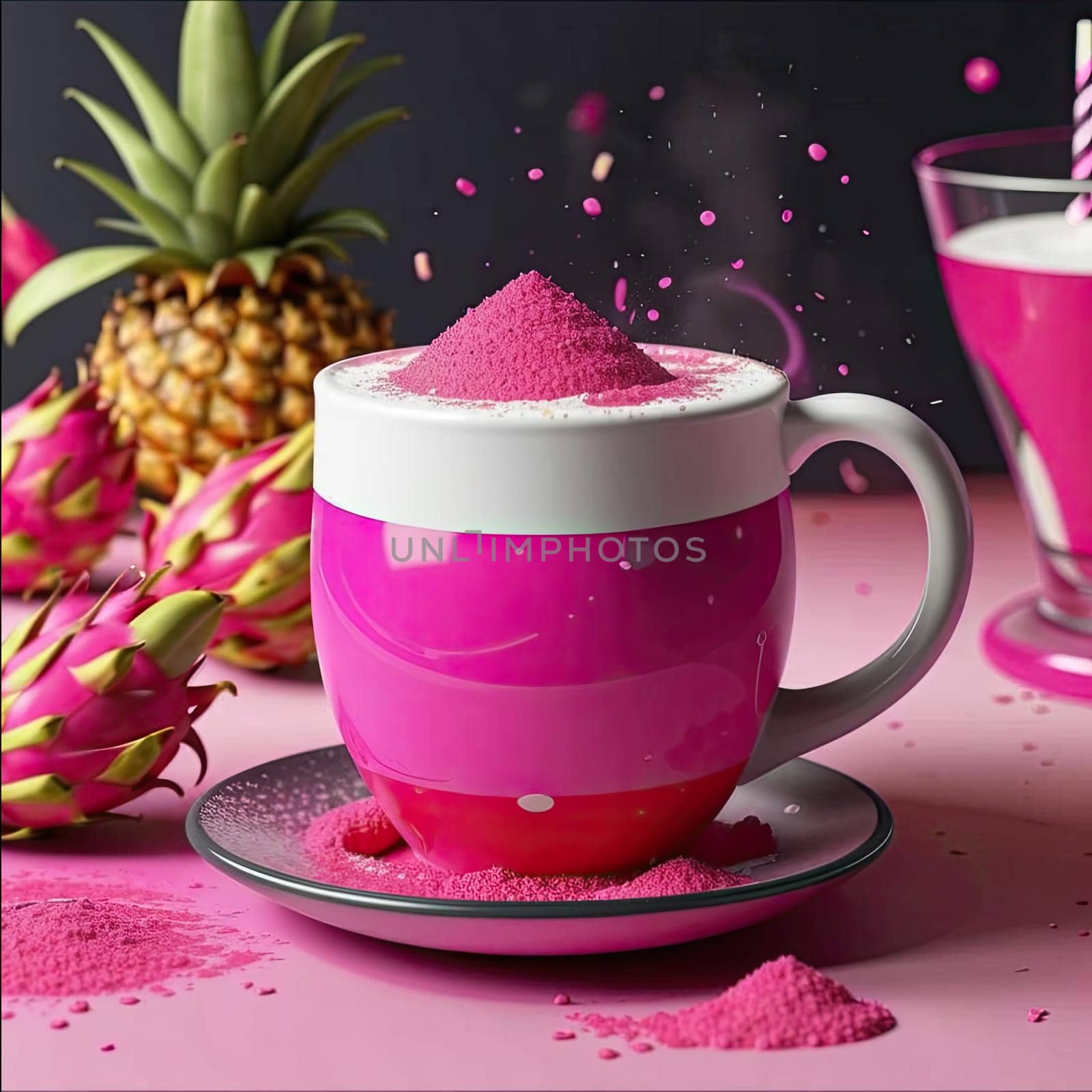 Photo pink matcha bright dragon fruit powder by kristushka_15_108