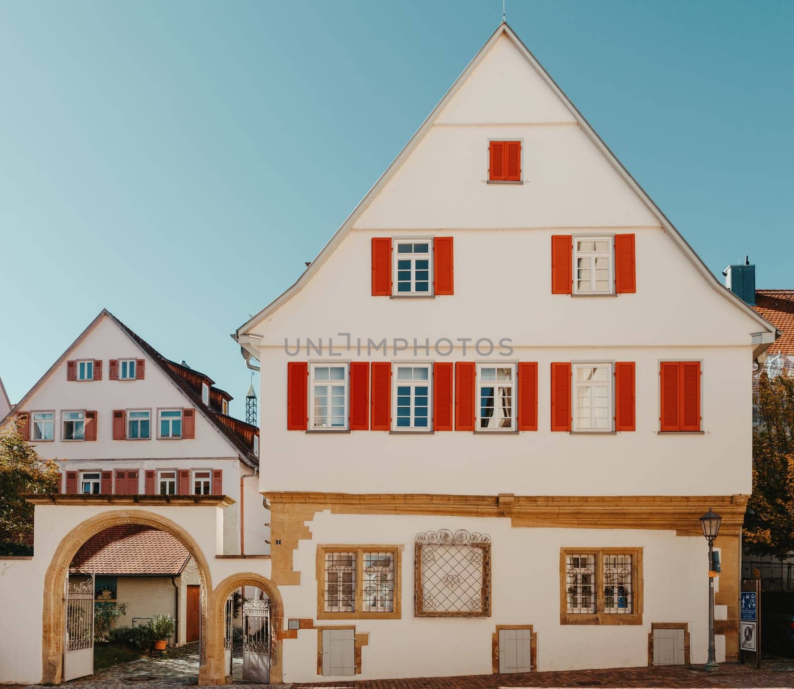 Old national German town house in Bietigheim-Bissingen, Baden-Wuerttemberg, Germany, Europe. Old Town is full of colorful and well preserved buildings. by Andrii_Ko