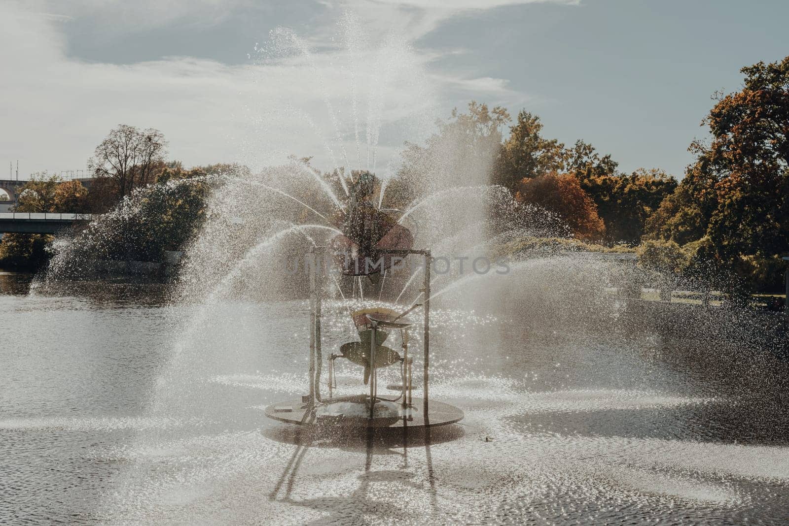 City fountain in Old European City Bietigheim-Bissingen In Germany. the City Park of Bietigheim-Bissingen, Baden-Wuerttemberg, Germany, Europe. Autumn Park and nature by Andrii_Ko