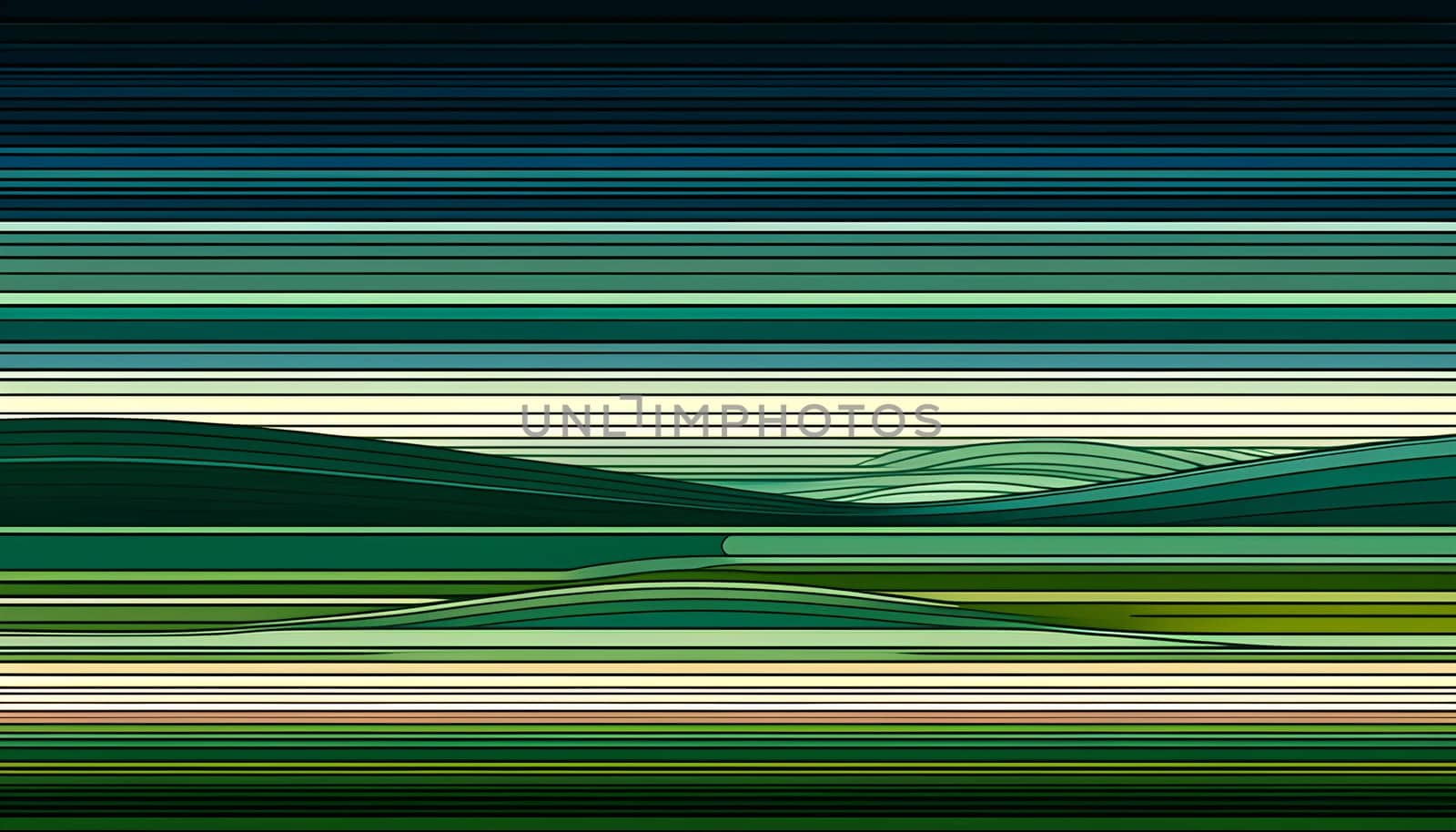 Horizontal background featuring straight lines in various shades of green with smooth tonal transitions.