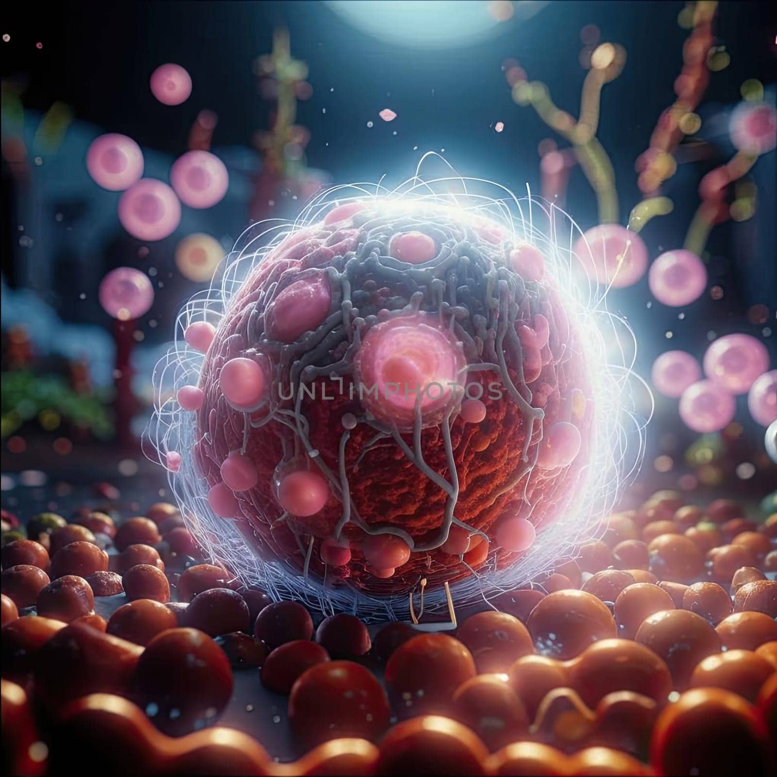 Illustration of a set of cells. Reproduction technologies. In vitro gametogenesis. This technique transforms skin cells into induced stem cells, which can then be turned into eggs and sperm.