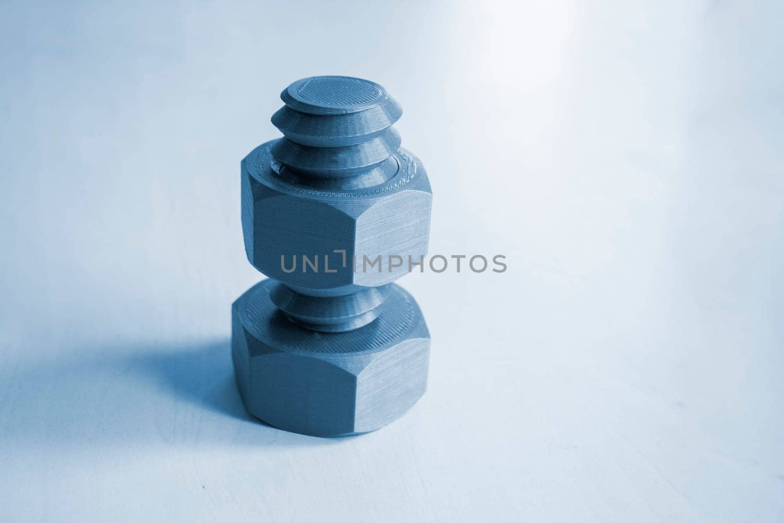 Object in form of washer and bolt of gray color printed on 3D printer by Mari1408