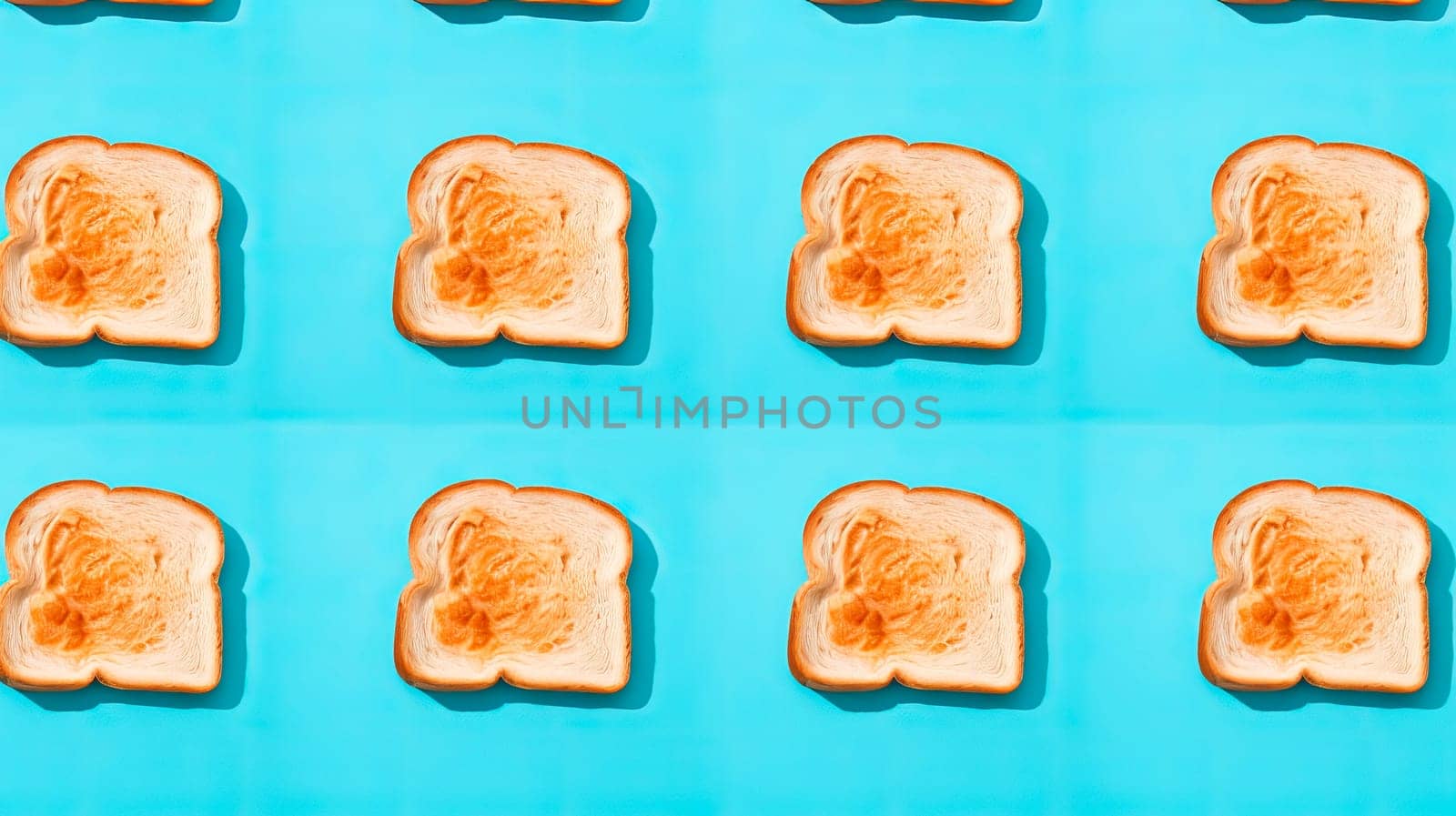 Seamless pattern or set of toasted bread. Ai art